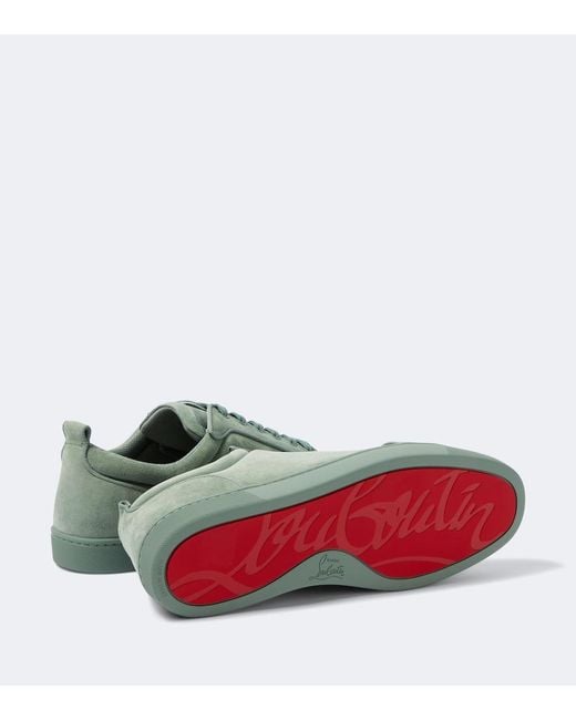 Christian Louboutin Green Louis Junior Orlato Velour Sneakers for men
