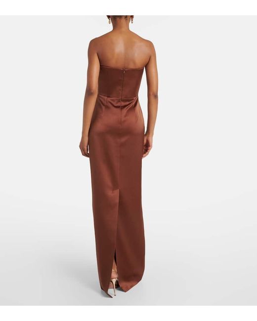 The New Arrivals Ilkyaz Ozel Purple Holly Bow-Detail Satin Corset Gown