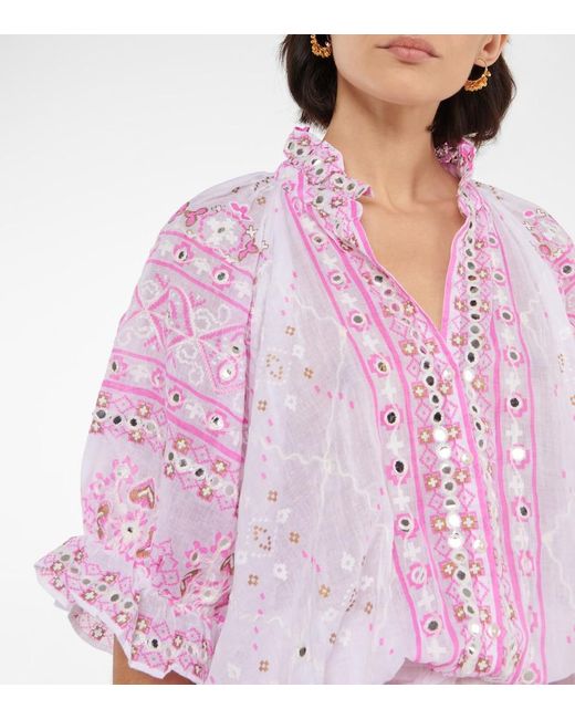 Juliet Dunn Pink Broderie Anglaise Cotton Minidress