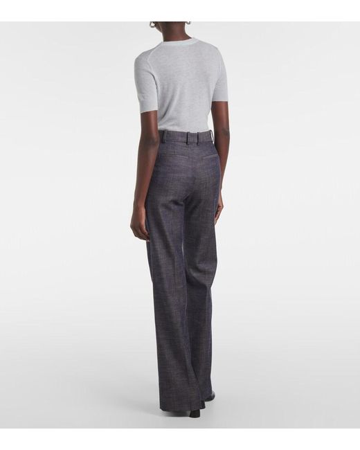 Joseph Blue Morissey Wool And Cotton Flared Pants