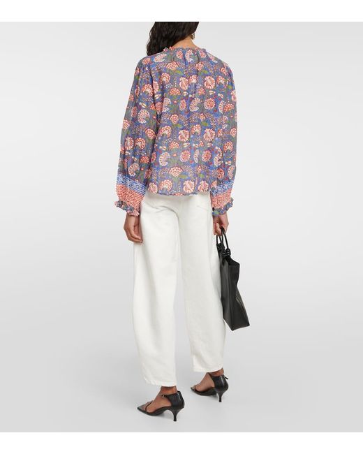 Velvet Blue Top Marcella Aus Einem Baumwollgemisch