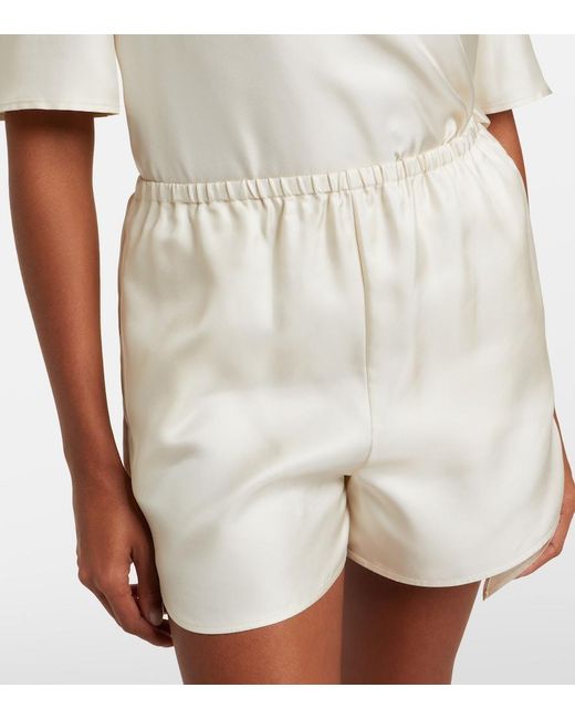 Loulou de Saison White Cabo Silk Satin Shorts