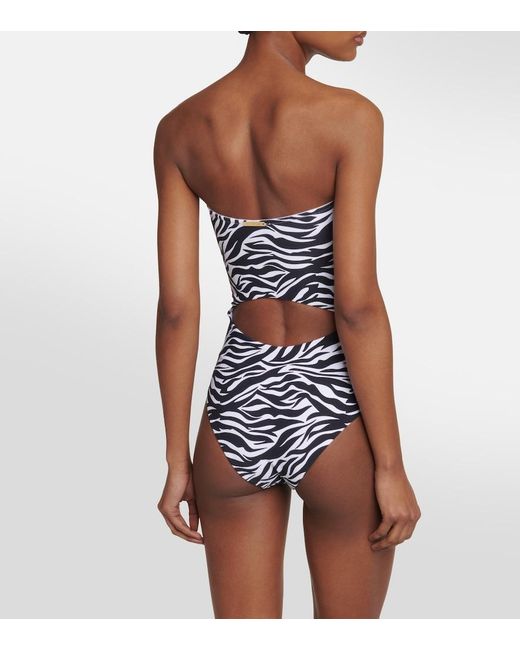 Alexandra Miro White Anya Zebra-Print Cutout Swimsuit
