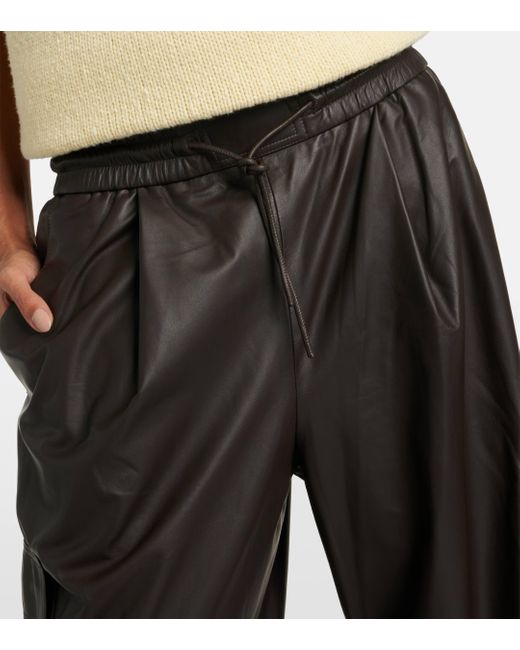 Yves Salomon Gray Leather Cargo Pants