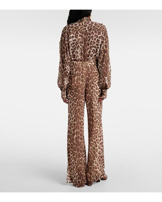 Zimmermann Natural Leopard-Print Flared Pants