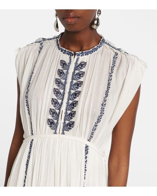 Isabel Marant White Liviane Embroidered Cotton Maxi Dress