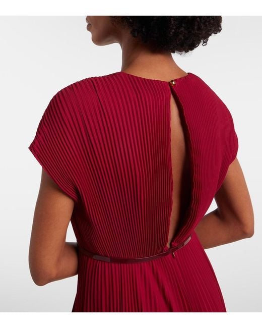 Max Mara Red Elegante Plisse Georgette Gown