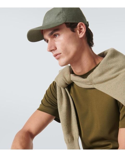 Loro Piana Green Logo Linen Hat for men