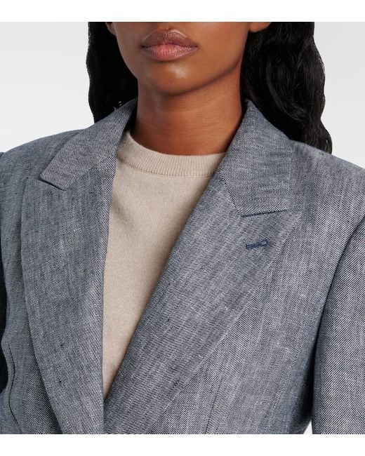 Brunello Cucinelli Blue Blazer Aus Hanf Und Leinen
