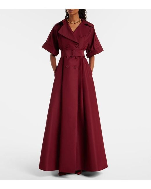 Carolina Herrera Red Belted Silk Gown