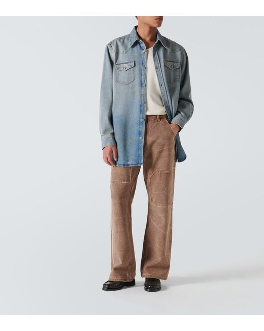 Acne Blue Distressed Denim Shirt for men