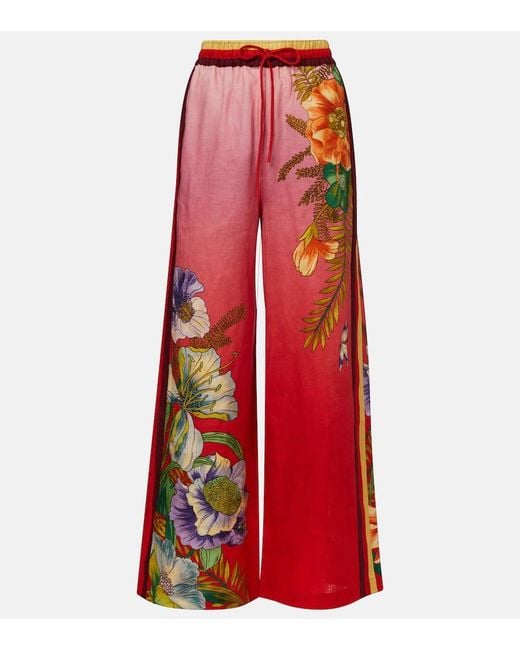 ALÉMAIS Red Inez Ombre Linen Wide-Leg Pants