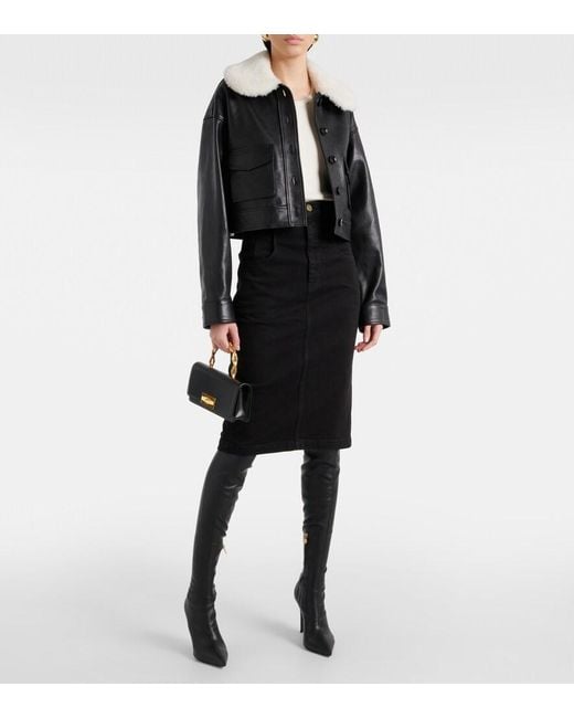 FRAME Black Midirock The High Waisted Seamed Aus Denim