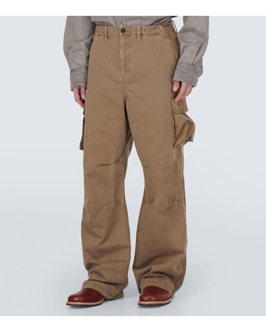Our Legacy Natural Mount Herringbone Cotton Cargo Pants for men