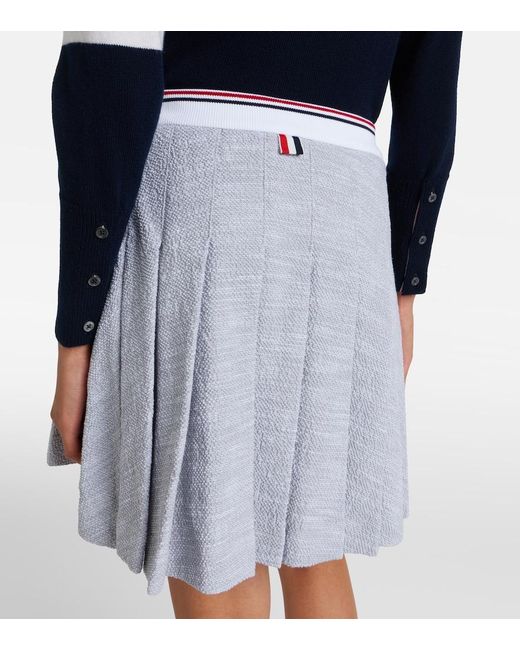 Thom Browne Gray Pleated Cotton-Blend Tweed Miniskirt