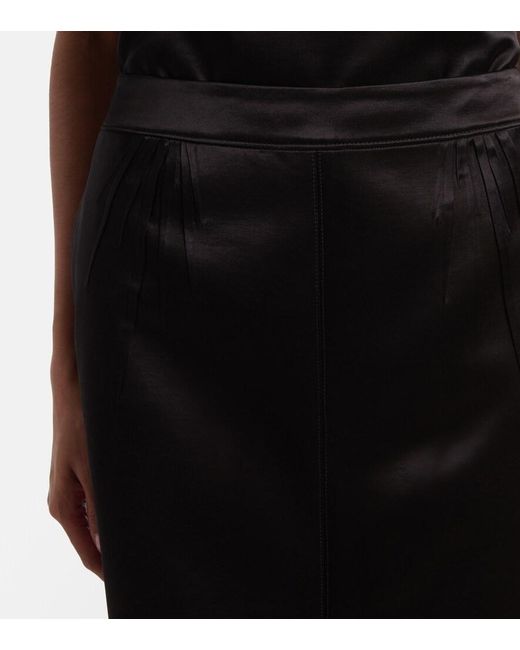 Saint Laurent Black Satin Pencil Skirt