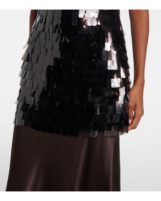 Staud Black Mesa Sequined Satin Gown