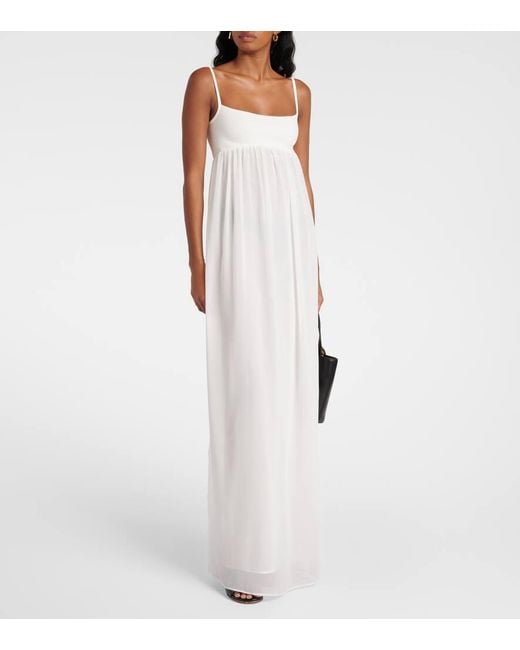 Jacquemus White Maxikleid Peplo Aus Jersey Und Musselin