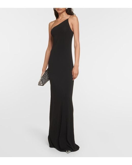 Nili Lotan Black Elinor One-Shoulder Jersey Gown
