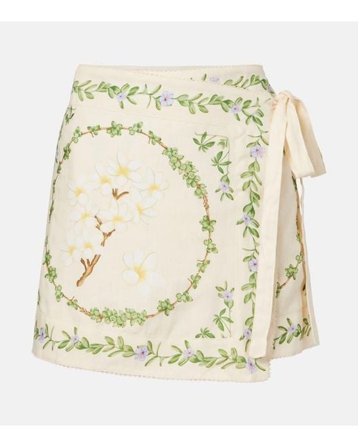 Agua Bendita Metallic Luna Floral Linen Beach Cover-Up