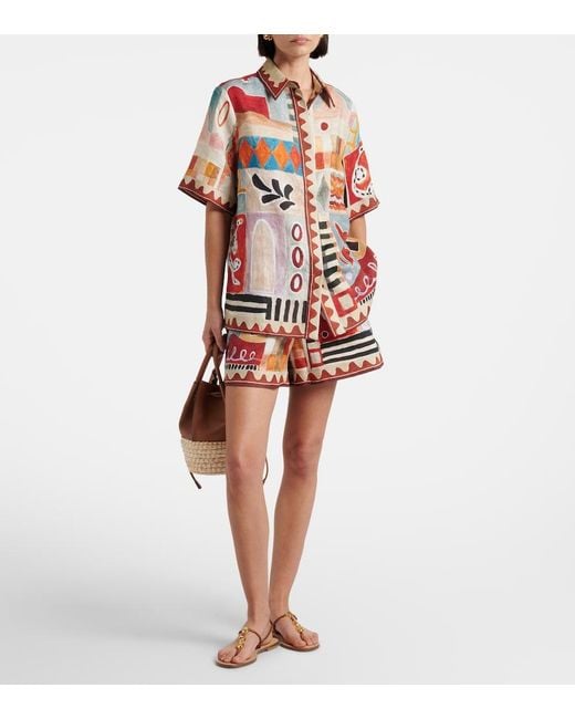 ALÉMAIS Red X Lrnce Michelle Printed Linen Shirt
