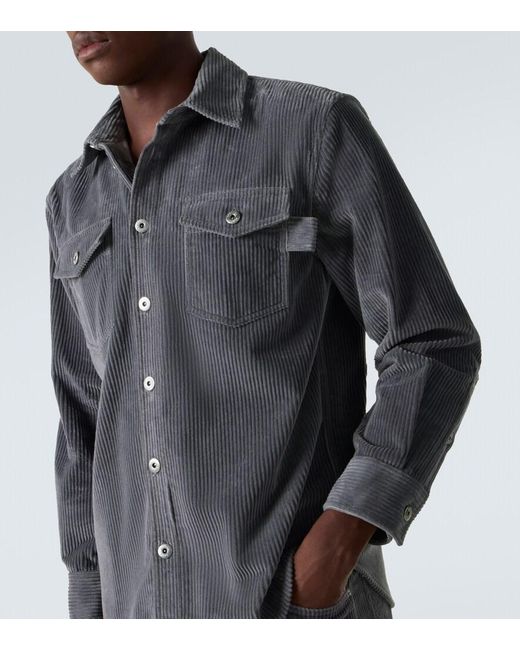 Bottega Veneta Gray Matt Cotton Corduroy Shirt for men
