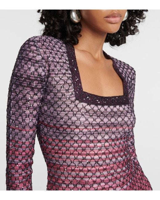 Missoni Purple Sequin-embellished Gradient-effect Minidress