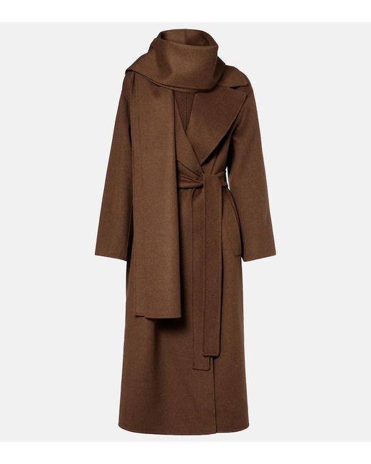 Max Mara Brown Curoe Virgin Wool Wrap Coat