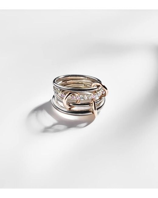 Spinelli Kilcollin Metallic Nimbus Sterling Linked Rings With Sapphires, Tanzanite And Diamonds