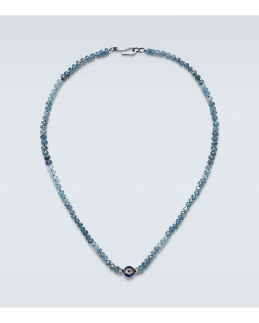 Ileana Makri Blue Sterling Beaded Necklace With Gemstones for men