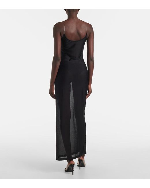Alaïa Black Sheer Knitted Midi Dress