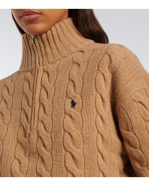 Polo Ralph Lauren Natural Cable-Knit Wool And Cashmere Sweater
