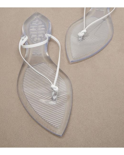 Alaïa White Invisible Leather Thong Sandals