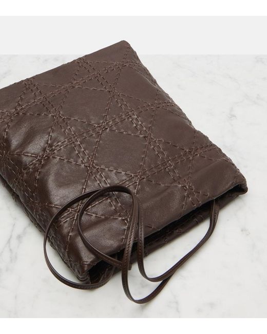 The Row Black Bestickte Schultertasche Lilou Aus Leder