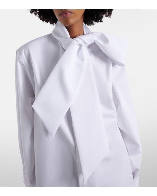 Saint Laurent White Scarf-Detailed Cotton-Poplin Shirt