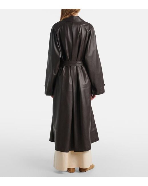 The Row Gray Ryota Leather Coat