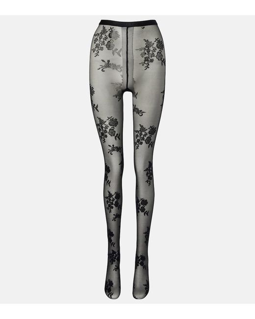 Valentino Gray Floral Tights