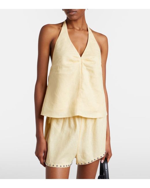 Staud Natural Corso Halterneck Linen Top