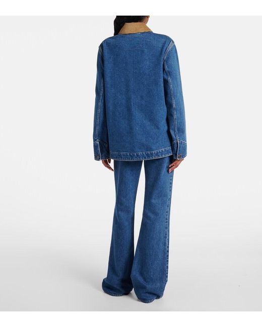 Loro Piana Blue Corduroy-Trimmed Denim Jacket