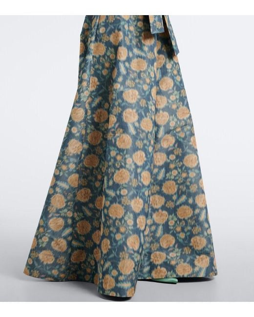 Markarian Green Margaretta Belted Floral Gown