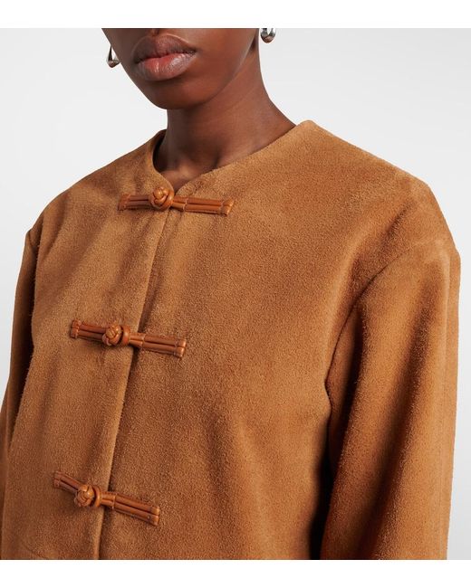 Rohe Brown Leather-Trimmed Suede Jacket
