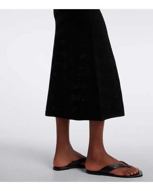 Eres Black Reguliere Striped Cotton-Blend Midi Dress