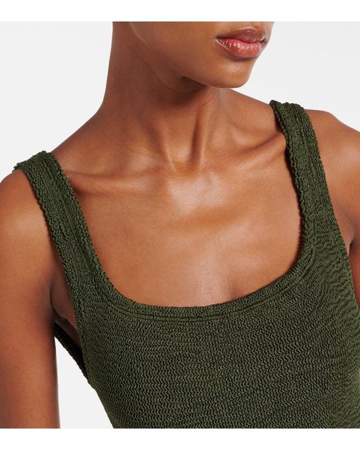 Hunza G Green Square Neck Swimsuit