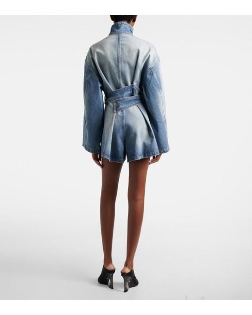 Mono De Denim Con Cinturon Alaïa de color Blue