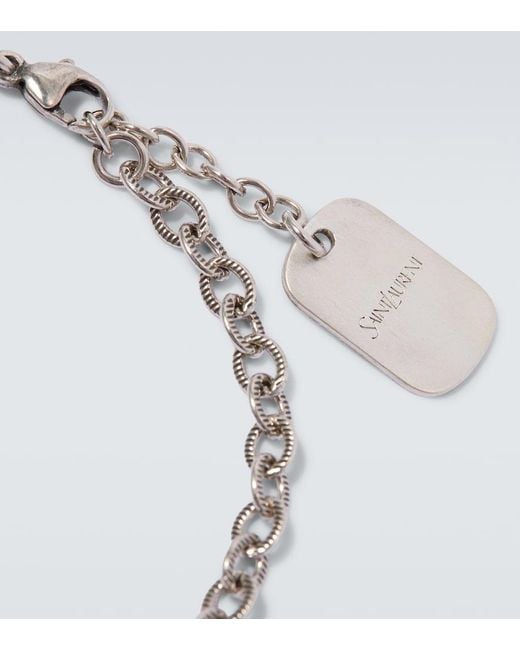 Saint Laurent White Logo Chain Bracelet for men