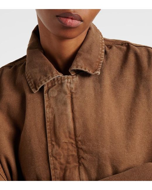 SLVRLAKE Denim Brown Harlem Cotton Canvas Bomber Jacket