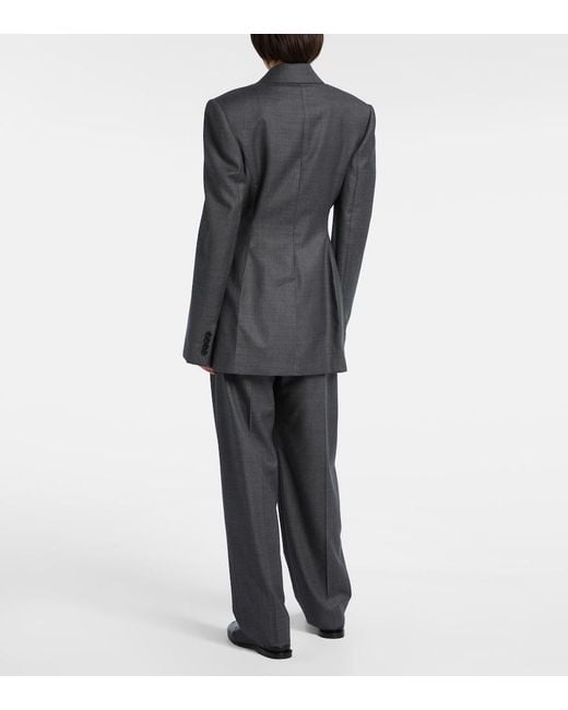 Givenchy Gray Double-Breasted Wool Blazer