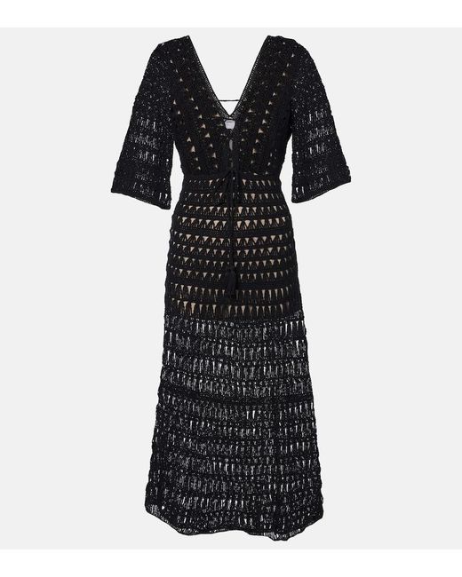 Anna Kosturova Black Marissa Cotton Crochet Maxi Dress