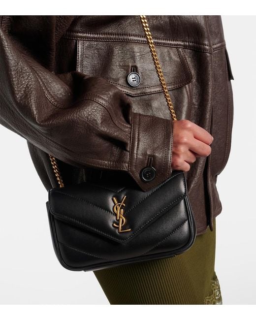 Saint Laurent Black Loulou Mini Leather Crossbody Bag