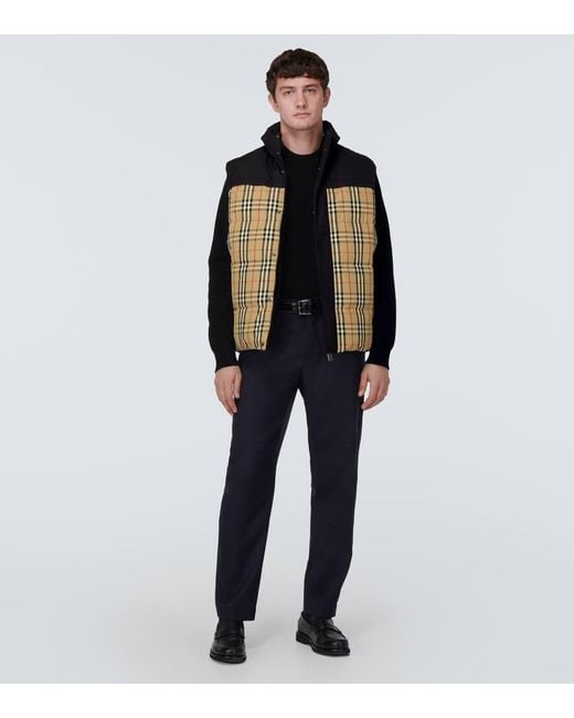 Veste Doudoune Sans Manches Check Burberry pour homme en coloris Brown